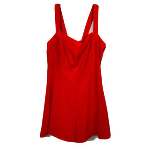 Onetheland Romper Womens Sz M Red Sweetheart‎ Tank Lace Up Corset Back Shorts